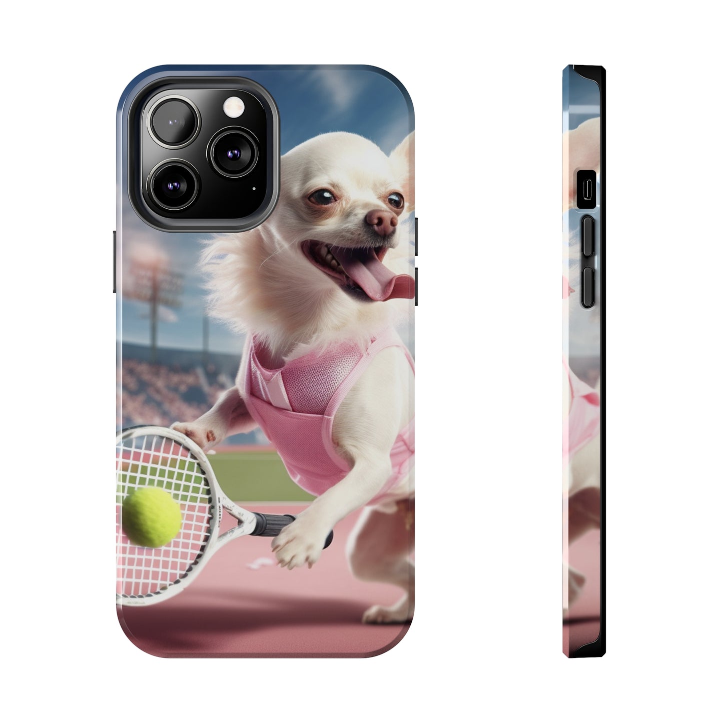 Chihuahua Tennis Ace: Dog Pink Outfit, Court Atheletic Sport Game - Tough Phone Cases