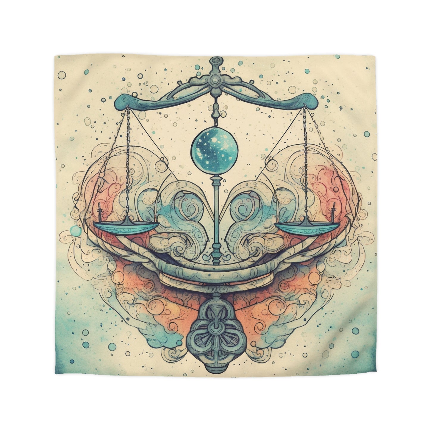 Libra Zodiac - Astrology Sign Street Art Equilibrium in Pastels - Microfiber Duvet Cover