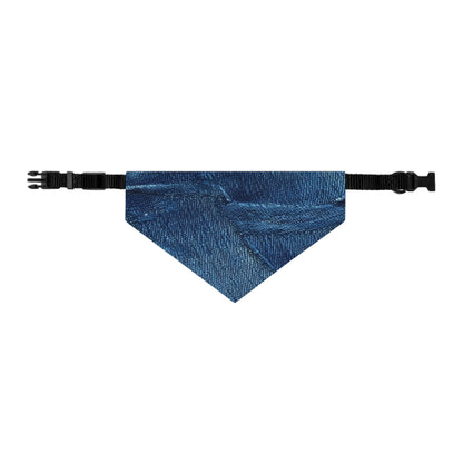 Dark Blue: Distressed Denim-Inspired Fabric Design - Pet Bandana Collar