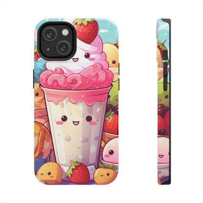 Strawberry Japan Milkshake - Kawaii Dessert Delight - Sweet Berry Anime Character - Tough Phone Cases