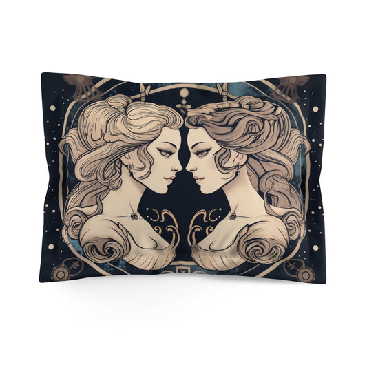 Duality of Gemini - Expressive Twins Zodiac Astrology - Microfiber Pillow Sham