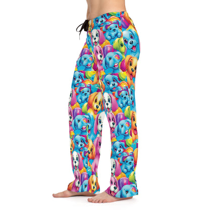 Happy Puppy &amp; Dog Design - Vivos y llamativos - Pantalones de pijama para mujer (AOP) 