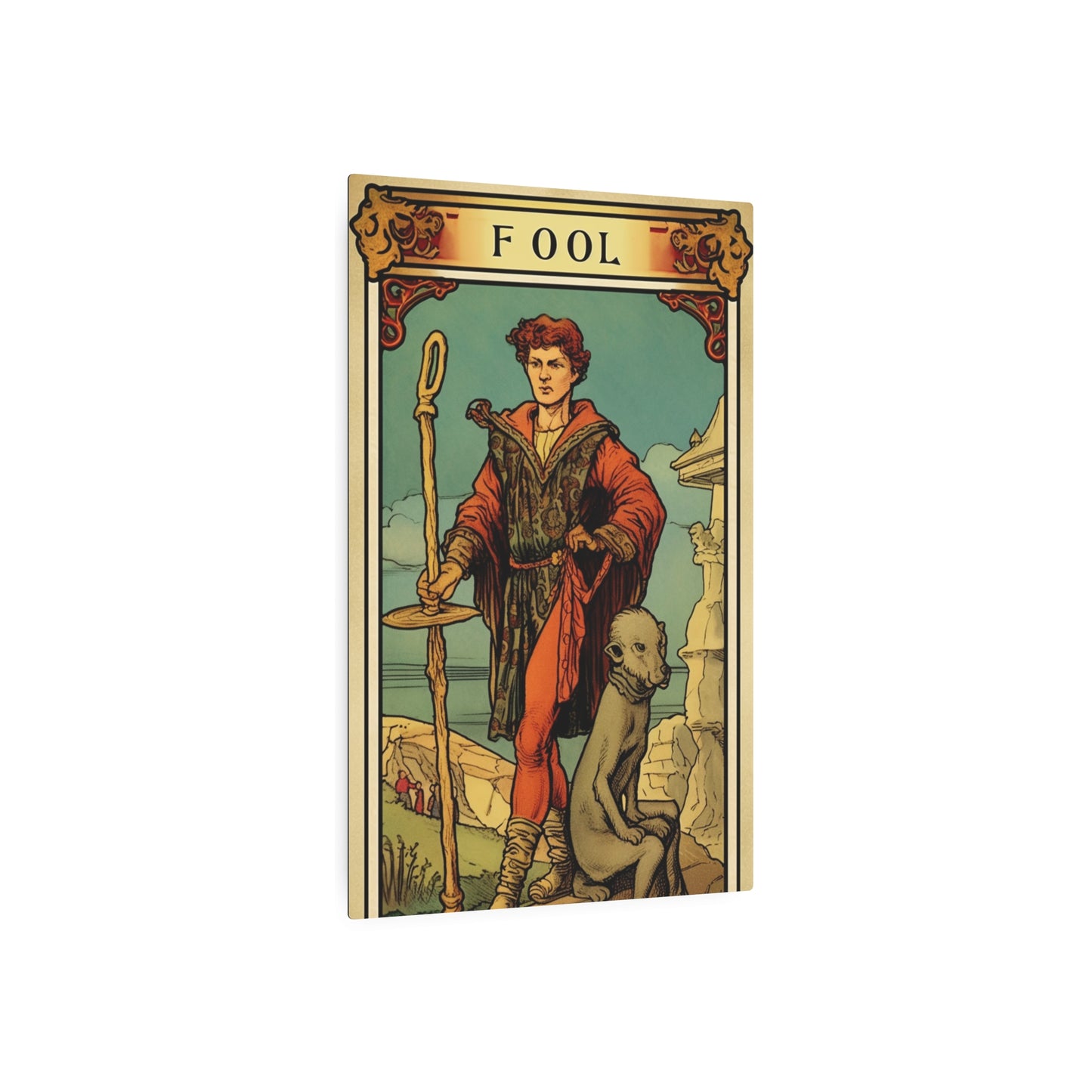 Mystical Tarot - Artistic Depiction of The Fool Card - Metal Art Sign