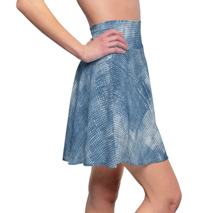 Faded Blue Washed-Out: Denim-Inspired, Style Fabric - Women's Skater Skirt (AOP)