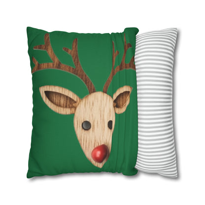 Red Reindeer Nose Christmas Classic Winter Season - Spun Polyester Square Pillow Case