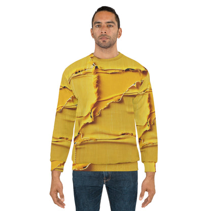 Banana Yellow Lemon: Bold Distressed, Denim-Inspired Fabric - Unisex Sweatshirt (AOP)