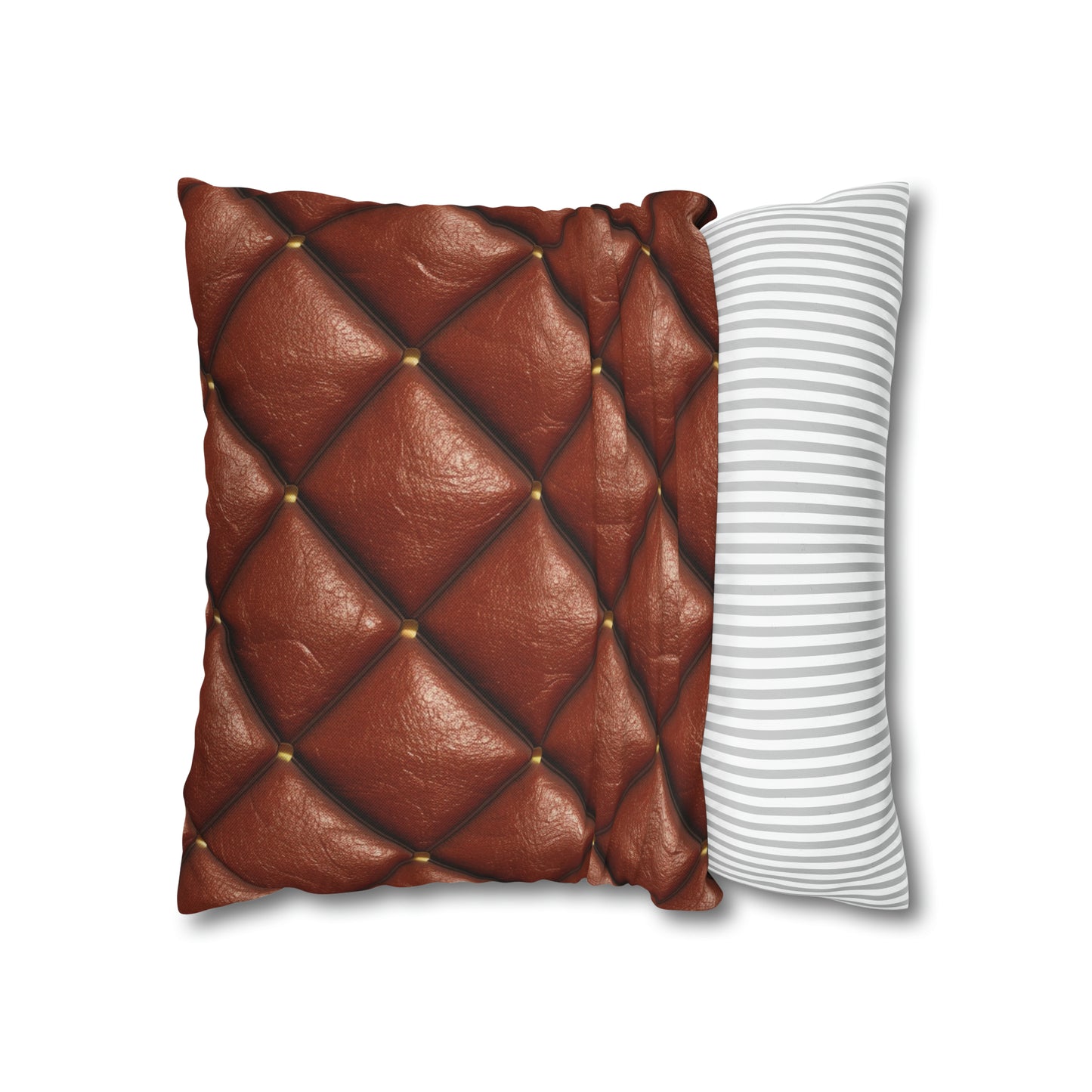 Brown Leather Cognac Pattern Rugged Durable Design Style - Spun Polyester Square Pillow Case