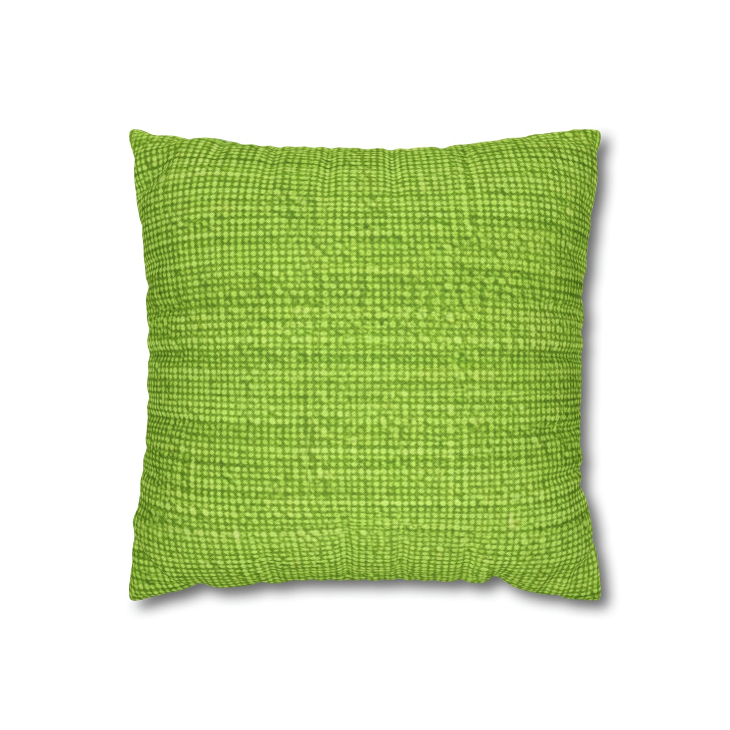 Lush Grass Neon Green: estilo de tela primaveral inspirado en la mezclilla - Funda de almohada cuadrada de poliéster hilado