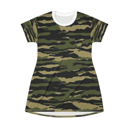 Tiger Stripe Camouflage: Military Style - T-Shirt Dress (AOP)