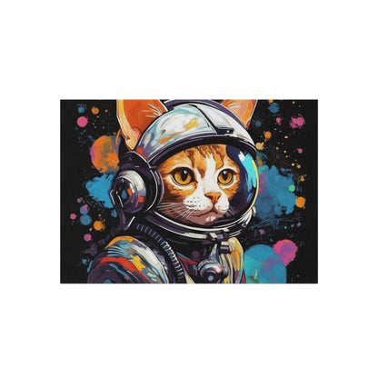 Astro Cat Adventure Feline - Pop Art, Floating in Cosmic Space - Outdoor Rug