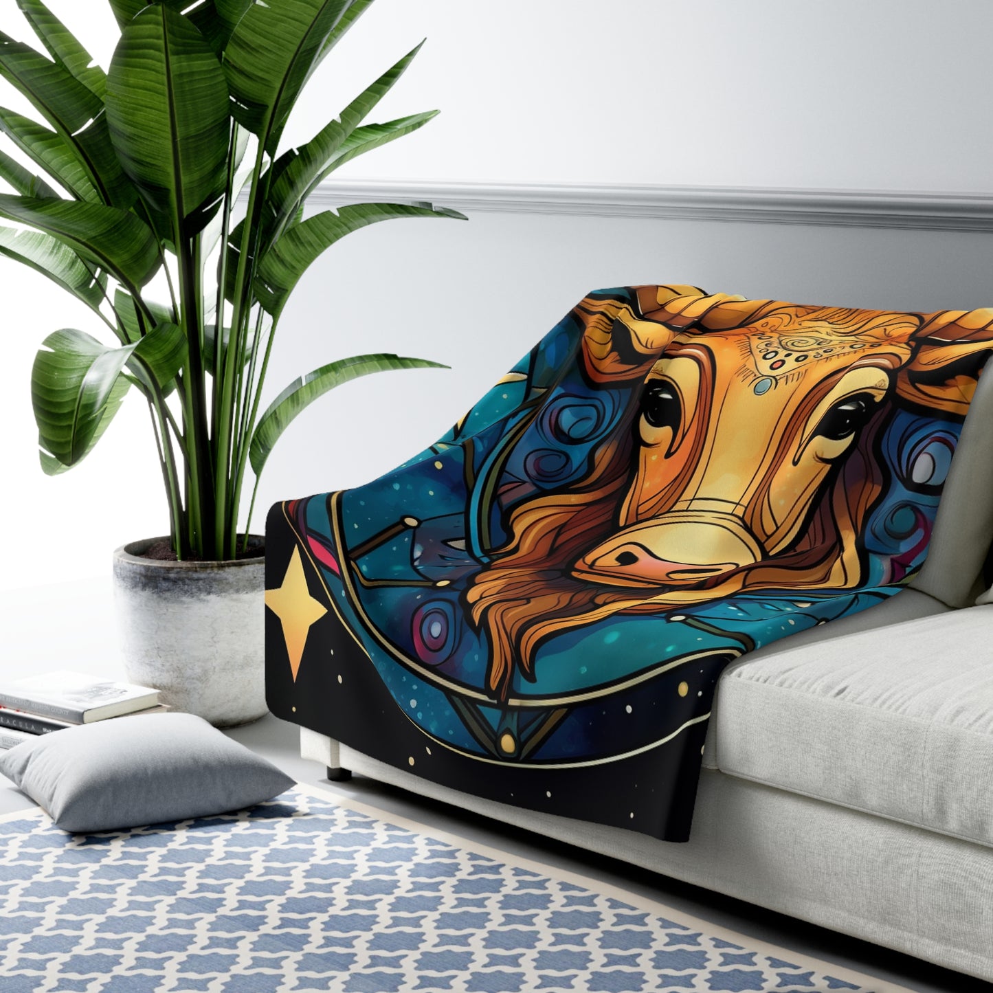 Taurus Constellation Zodiac Sign Astrology Cosmic Art - Sherpa Fleece Blanket