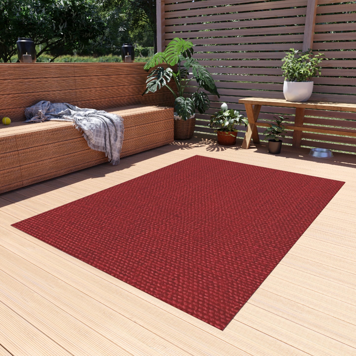 Bold Ruby Red: Denim-Inspired, Passionate Fabric Style - Outdoor Rug