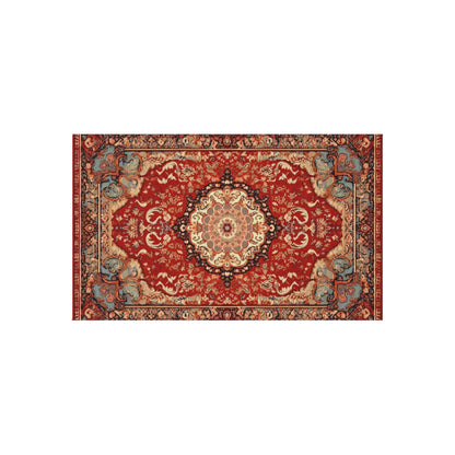 Chenille Outdoor Rug, Traditional Design, 8x10 or 5x8 Size Options, Red Oriental