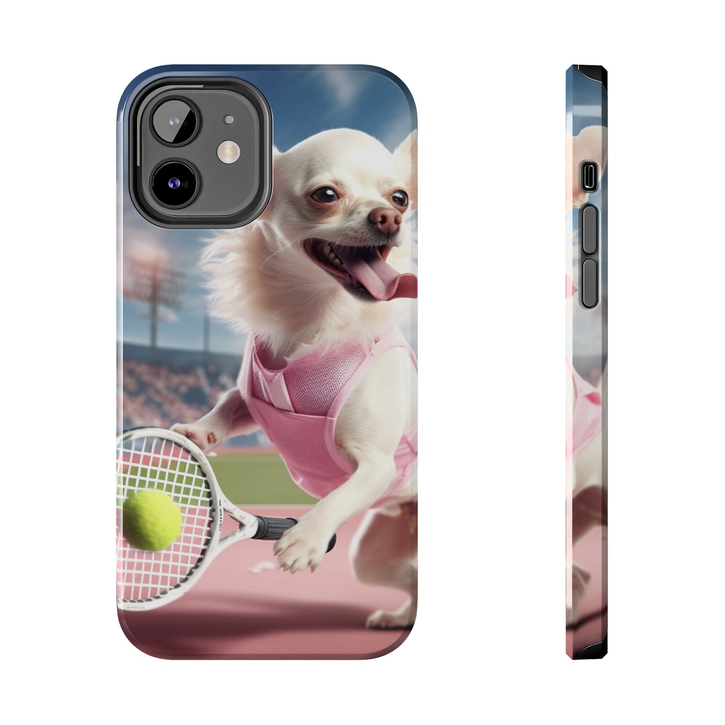 Chihuahua Tennis Ace: Dog Pink Outfit, Court Atheletic Sport Game - Tough Phone Cases