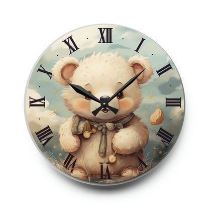 Cute Bear Stuffed Toy Animal Acrylic Wall Clock