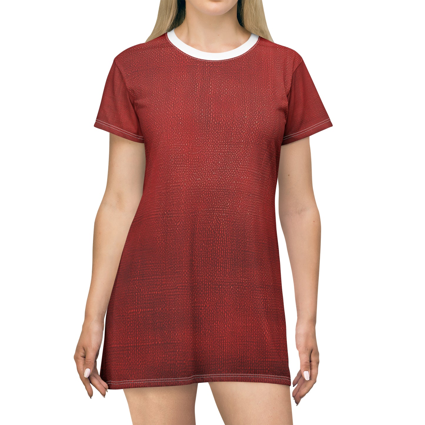 Juicy Red Berry Blast: Denim Fabric Inspired Design - T-Shirt Dress (AOP)