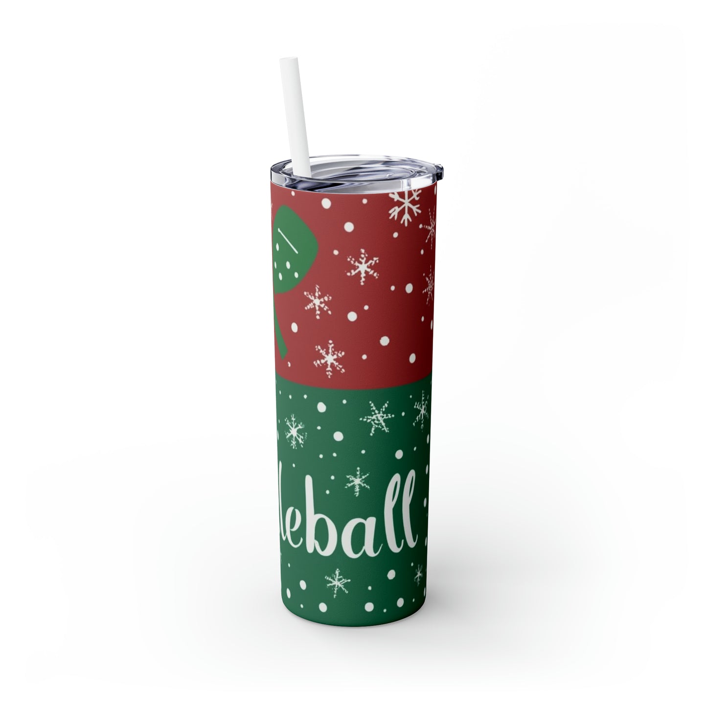 Pickleball Winter - Especial de Navidad - Vaso delgado con pajita, 20 oz 