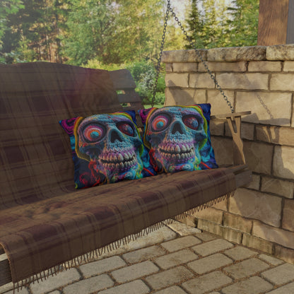 Crochet Skull Halloween Scary Horror Design - Outdoor Pillows