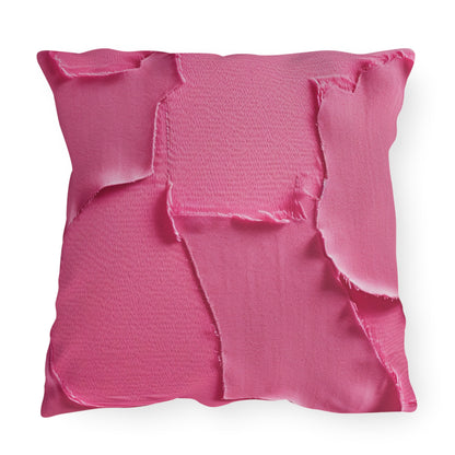 Distressed Neon Pink: Edgy, Ripped Denim-Inspired Doll Fabric - Outdoor Pillows