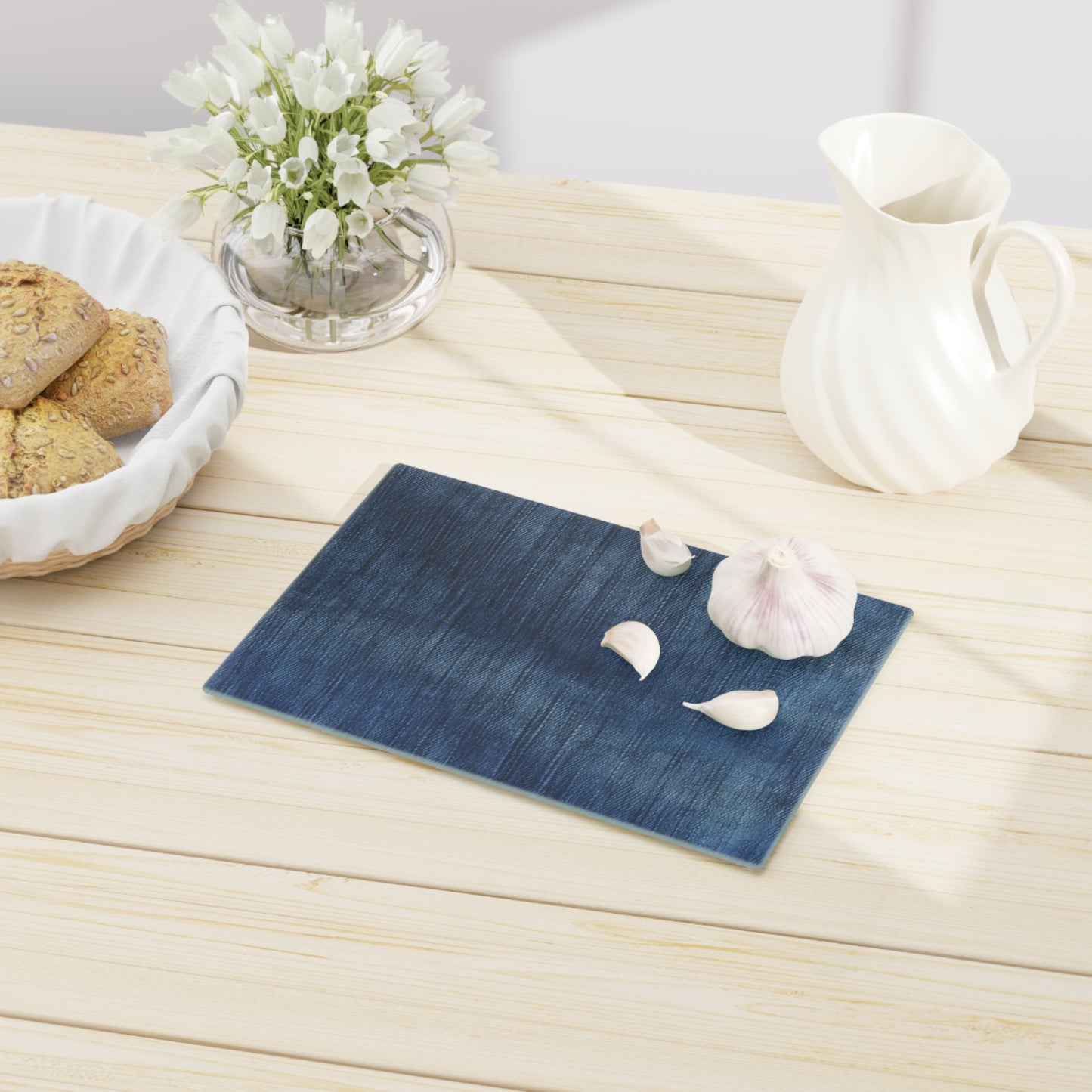 Indigo Splash: Washed Denim Reverie in Deep Blue - Cutting Board