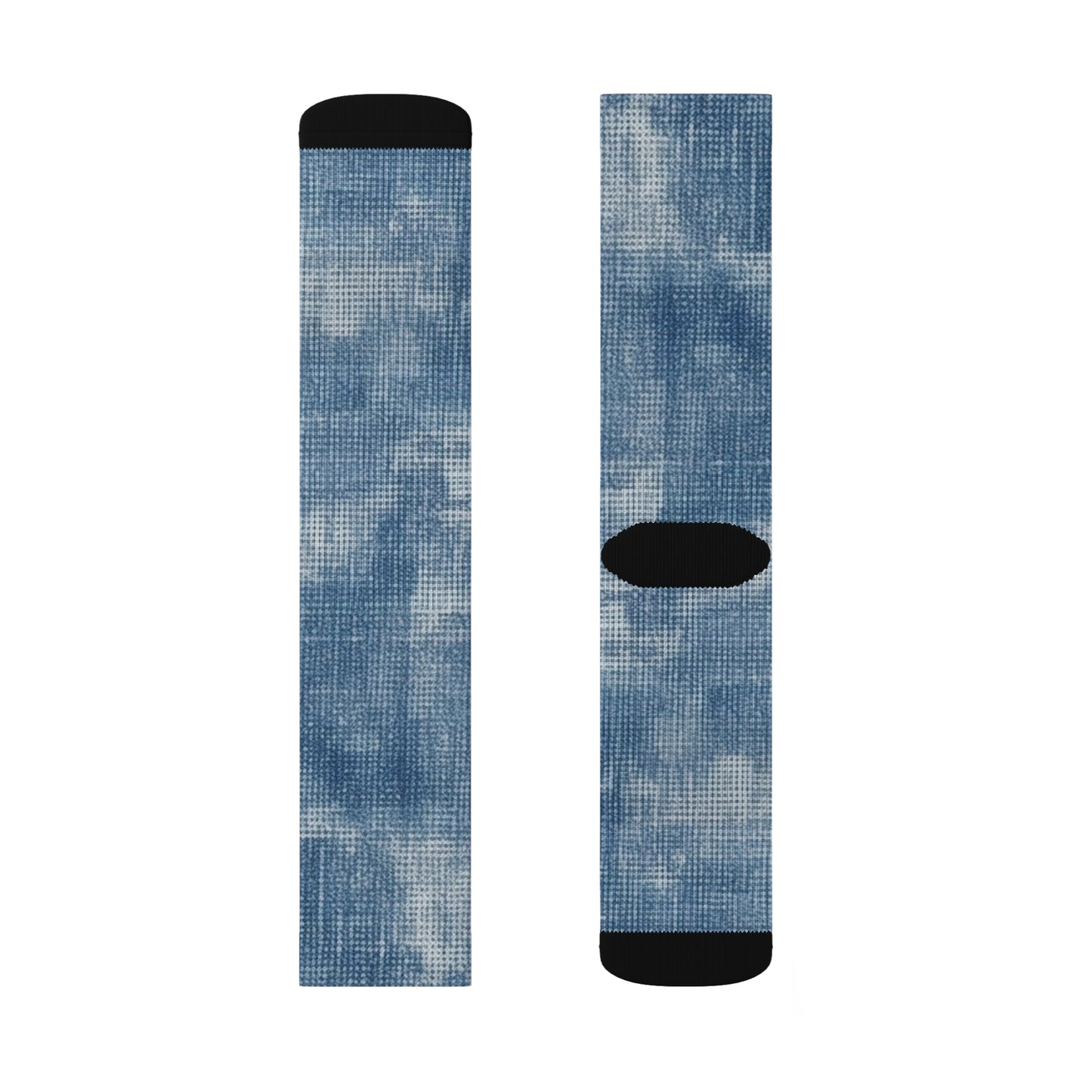 Faded Blue Washed-Out: Denim-Inspired, Style Fabric - Sublimation Socks