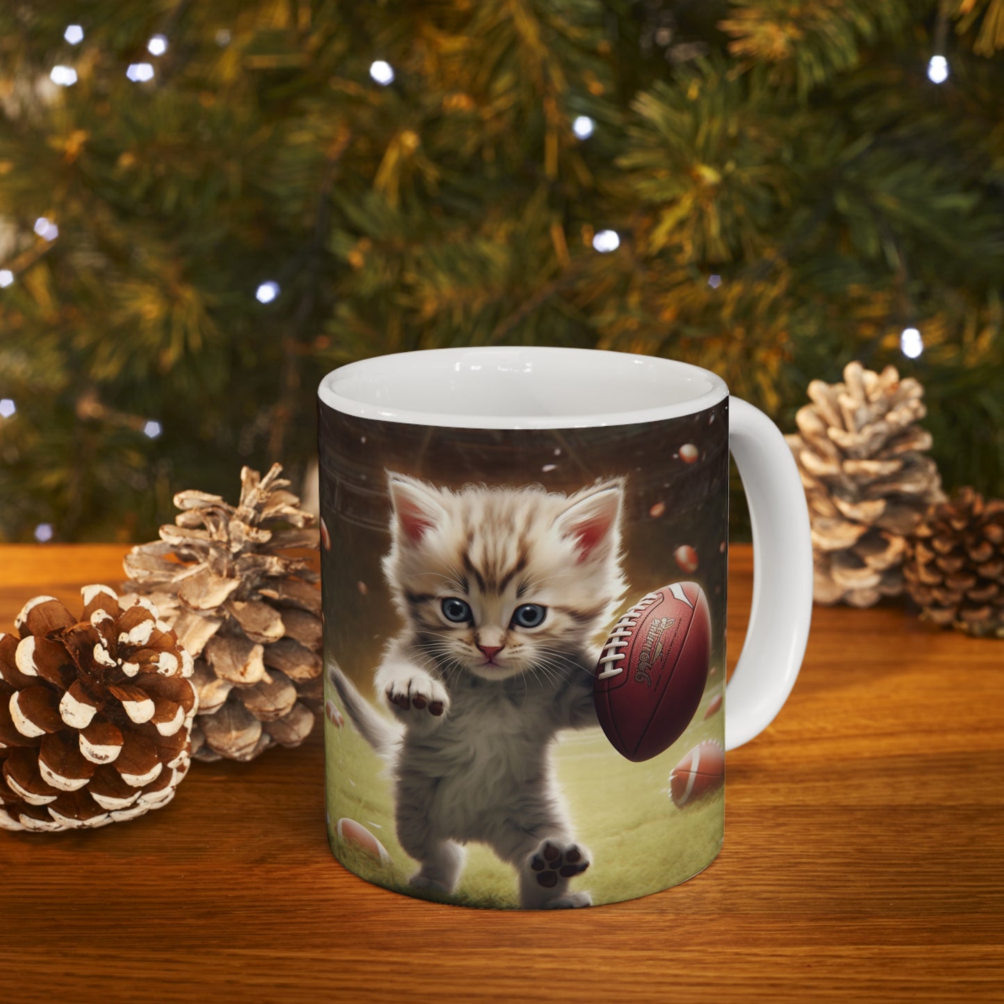 Football Kitty Fantasy: Feline Cat American Sport Quarterback - Ceramic Mug 11oz