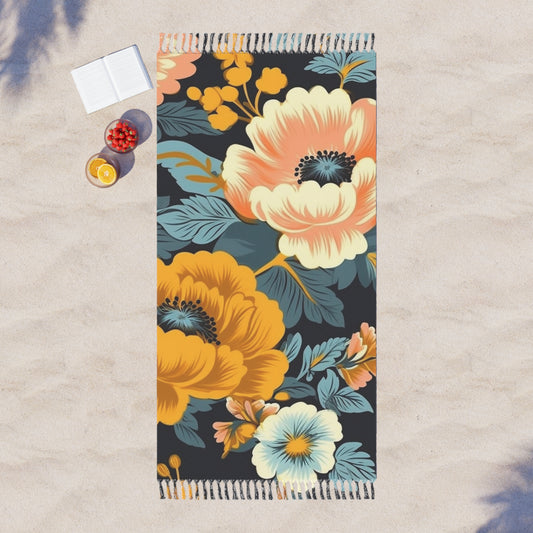 Paño De Playa Boho Con Estampado De Flores Florales De Talle Alto Inspirado En Los Años 50 Y 60