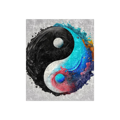 Yin Yang Symbol, Colorful Paint Style - Artistic Decor - Crushed Velvet Blanket