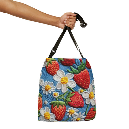 Orchard Berries: Juicy Sweetness from Nature's Garden - Fresh Strawberry Elegance - Adjustable Tote Bag (AOP)