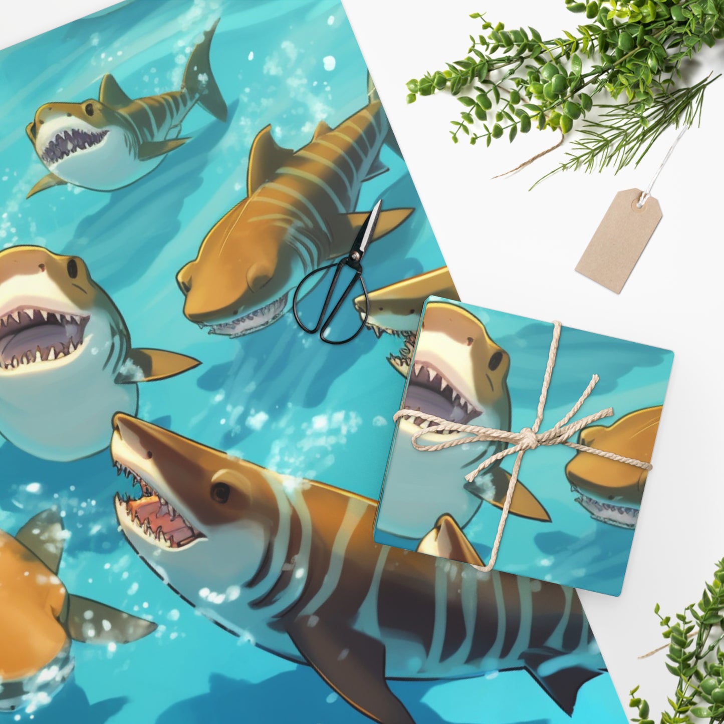 Tiger Shark: Ocean Marine Wildlife - Underwater - Wrapping Paper