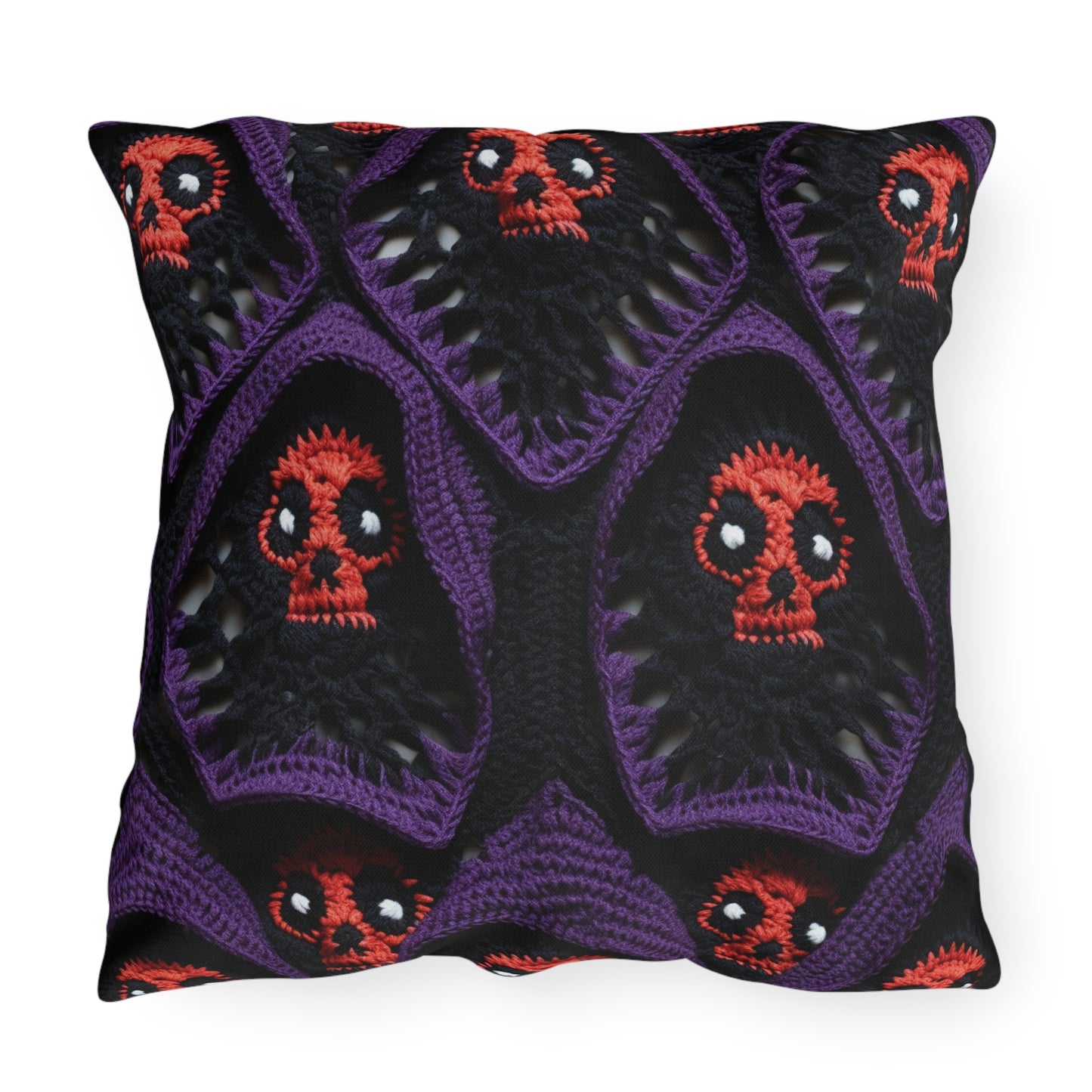 Grim Reaper Crochet Halloween Fright Scare Ghoul Fantasy Horror - Outdoor Pillows