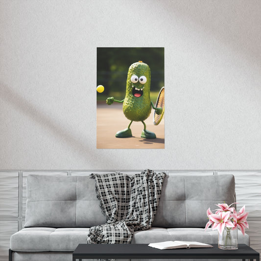 Pickle Playing Pickleball: Serve, Paddle, Game - Court Sport - Premium Matte Vertical Posters