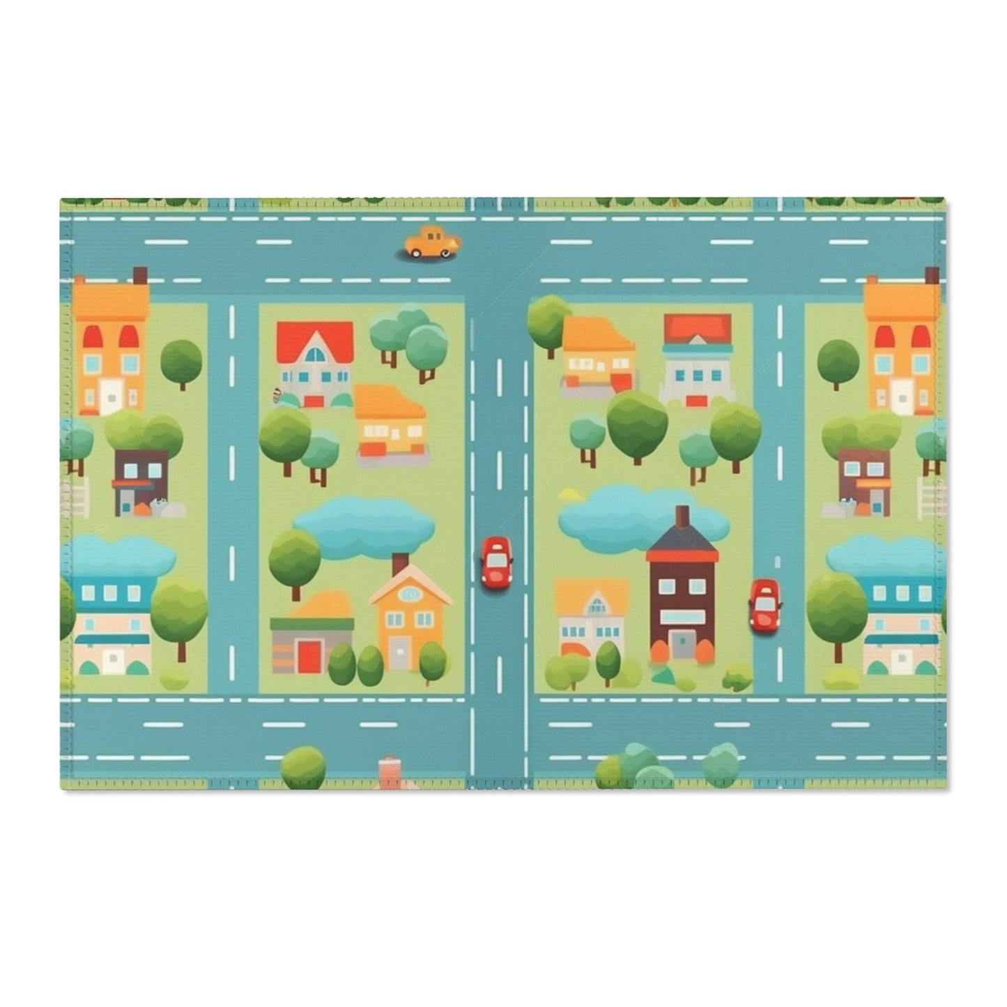 Colorful Kids' Area Rug: Town Car Pattern, Various Sizes, 100% Polyester