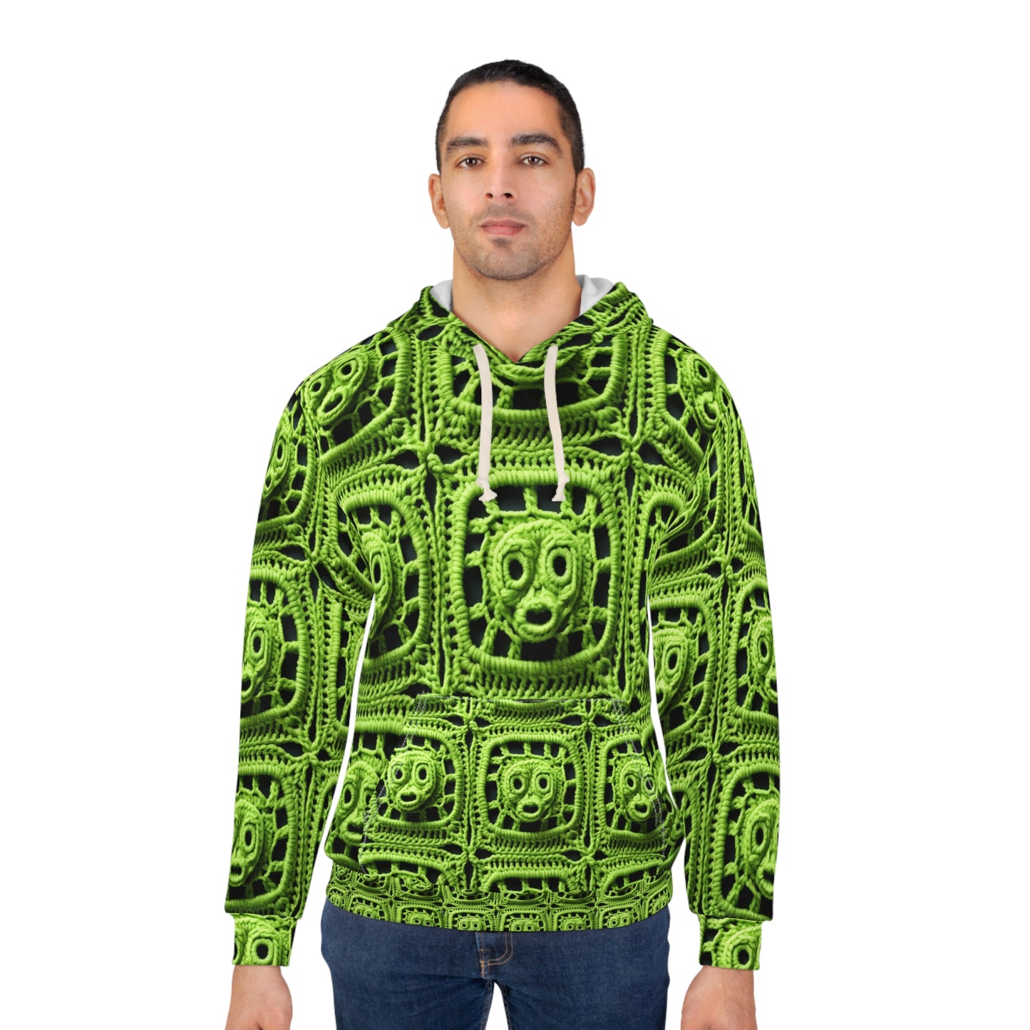 Halloween Green Alien Crochet Galactic Space Zombie Style - Unisex Pullover Hoodie (AOP)