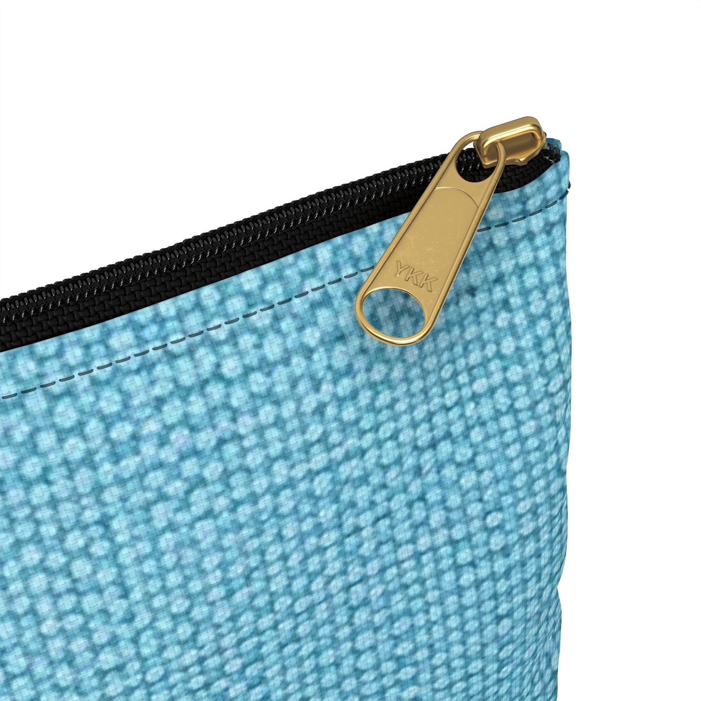 Bright Aqua Teal: Denim-Inspired Refreshing Blue Summer Fabric - Accessory Pouch