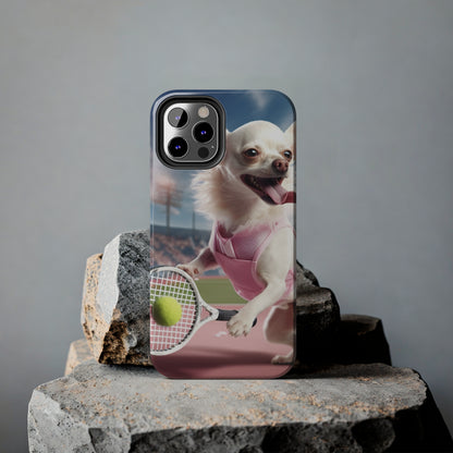 Chihuahua Tennis Ace: Dog Pink Outfit, Court Atheletic Sport Game - Tough Phone Cases