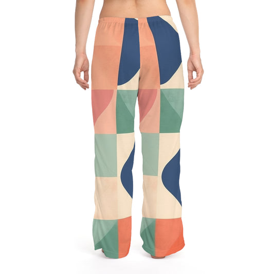 Formas geométricas minimalistas - Pantalones de pijama para mujer con decoración pastel (AOP) 