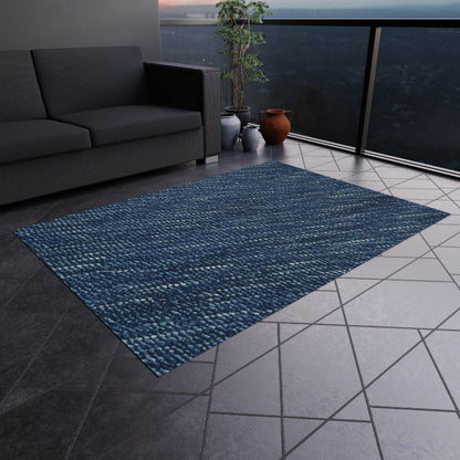 Denim-Inspired Design - Distinct Textured Fabric Pattern - Outdoor Rug