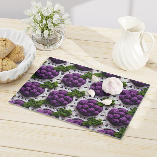 Crochet Grapes Pattern - Granny Square Design - Fresh Fruit Pick - Orchard Purple Snack Food - Cutting Board
