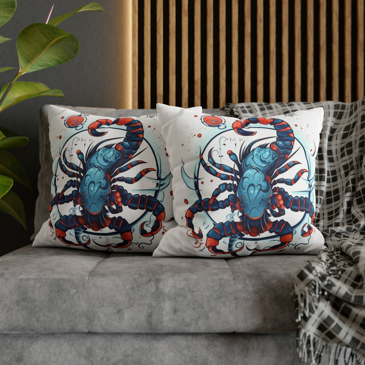 Cute Scorpio Zodiac Sign - Big Claws, Long Tail Cosmic Astrology Symbol - Spun Polyester Square Pillow Case