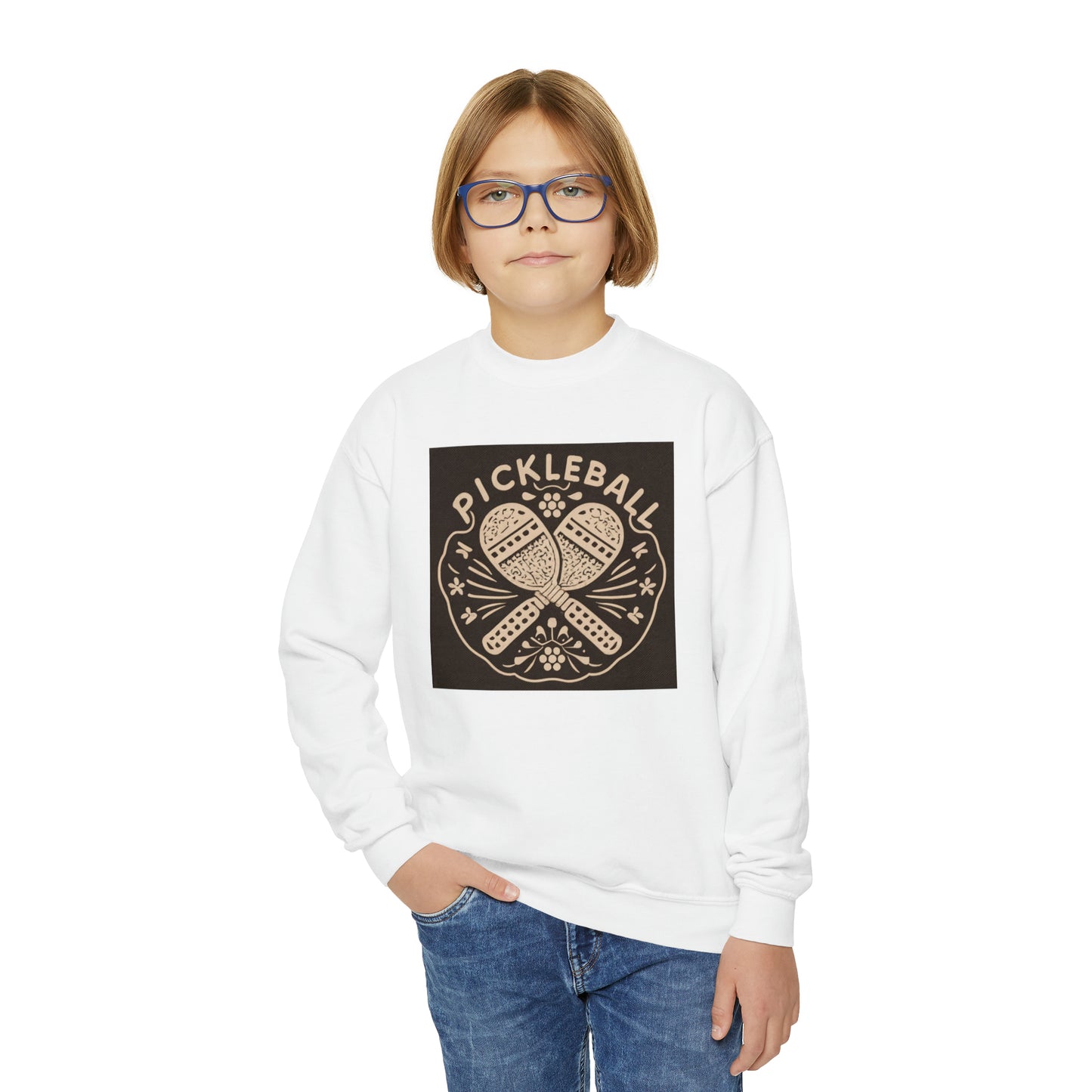 Pickleball Boho Bohemian - Sport Graphic Gift - Youth Crewneck Sweatshirt