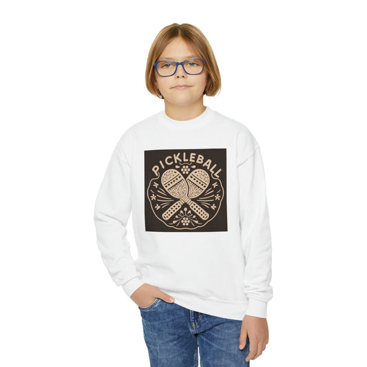 Pickleball Boho Bohemian - Sport Graphic Gift - Youth Crewneck Sweatshirt