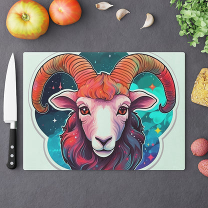 Signo del zodíaco Aries - Símbolo de astrología cósmica de colores vivos y brillantes - Tabla de cortar 