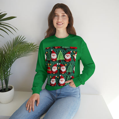 Santa Claus Crochet Pattern, Christmas Design, Festive Holiday Decor, Father Christmas Motif. Perfect for Yuletide Celebration - Unisex Heavy Blend™ Crewneck Sweatshirt