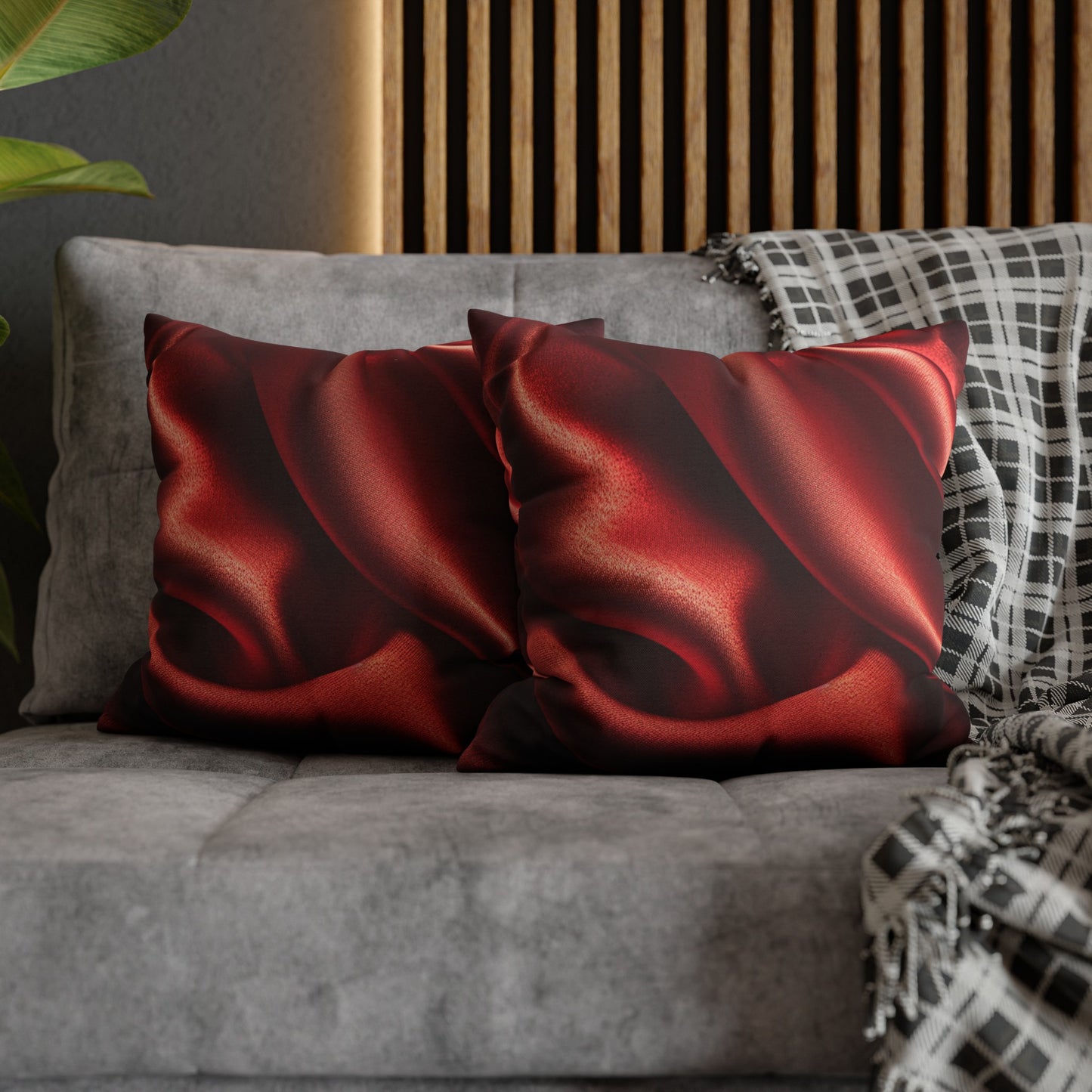 Red Silk, Spun Polyester Square Pillowcase