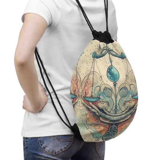 Libra Zodiac - Astrology Sign Street Art Equilibrium in Pastels - Drawstring Bag