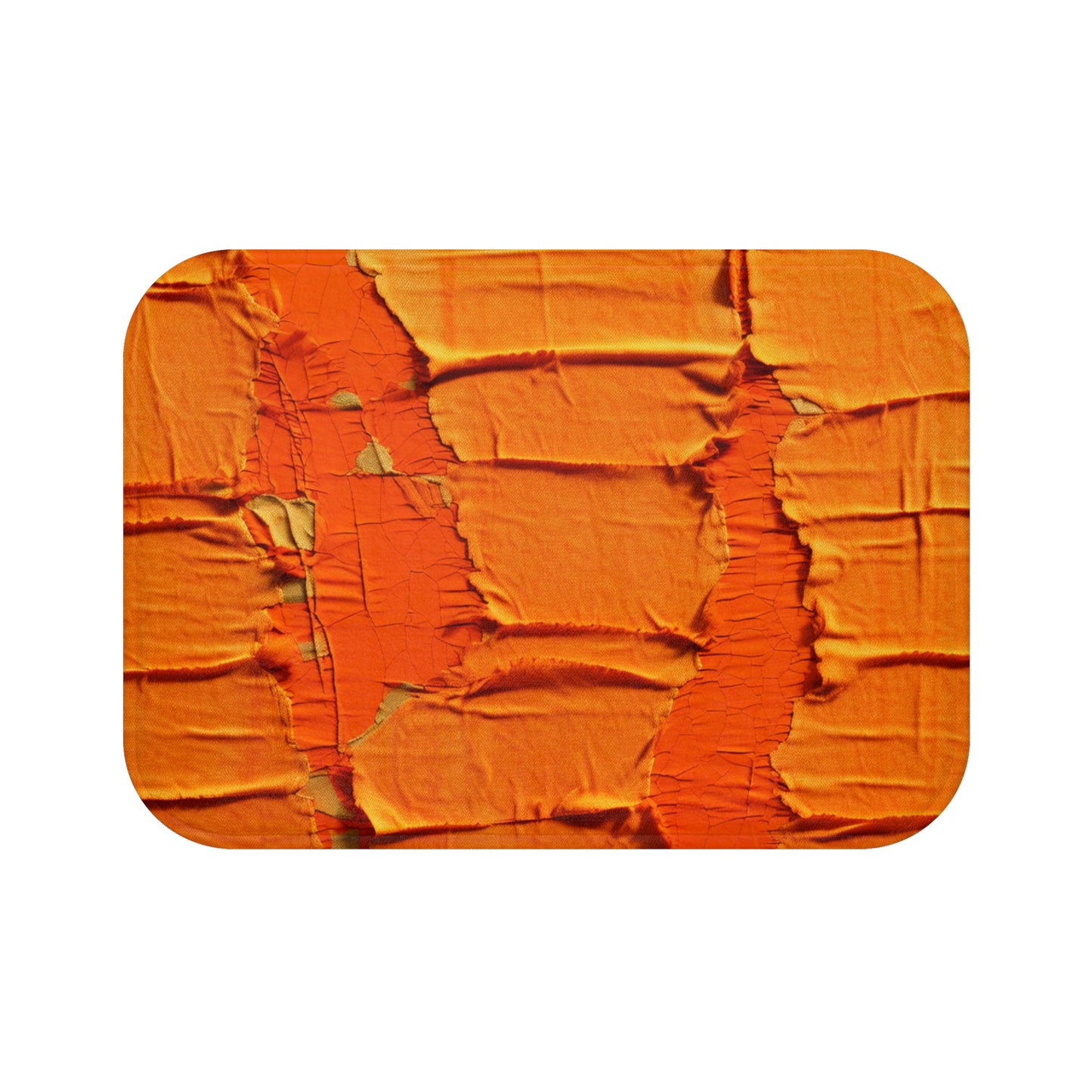 Fiery Citrus Orange: Edgy Distressed, Denim-Inspired Fabric - Bath Mat