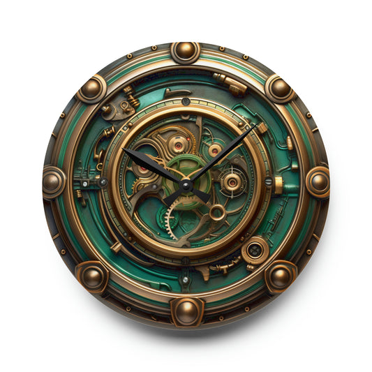 Green Steampunk Cyberpunk, Acrylic Wall Clock
