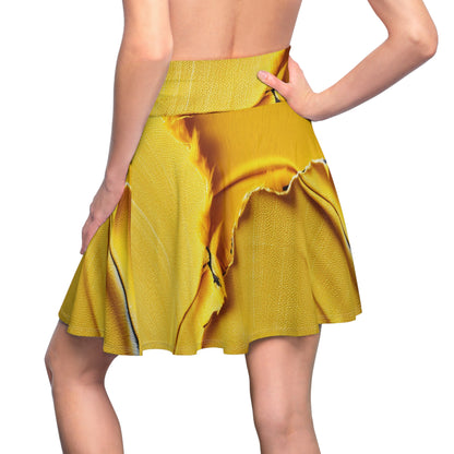 Banana Yellow Lemon: Bold Distressed, Denim-Inspired Fabric - Women's Skater Skirt (AOP)