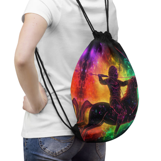 Colorful Sagittarius Zodiac Sign - Star Universe Theme - Drawstring Bag